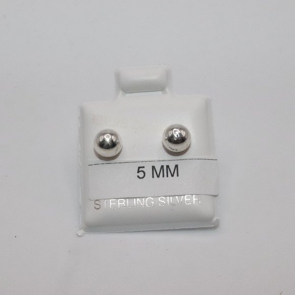 925 Sterling Silver Genuine Round Ball Stud Earrings 5mm / Pair / Men Women Kids - Picture 2 of 7